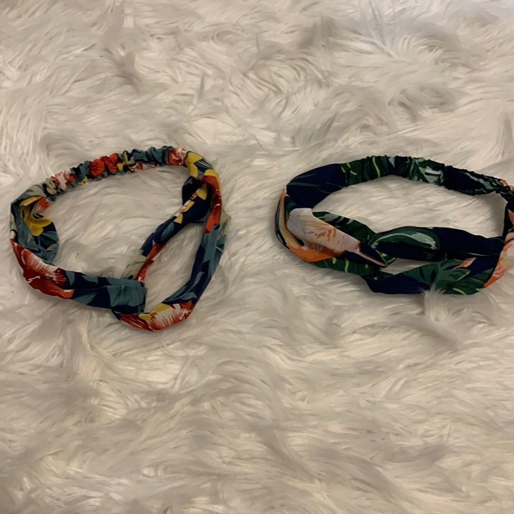 Set of two twisted/knotted floral headbands